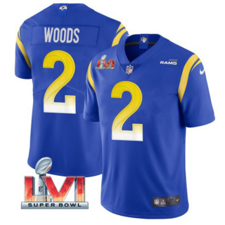 Men's Los Angeles Rams #2 Robert Woods 2022 Royal Super Bowl LVI Vapor Limited Stitched Jersey