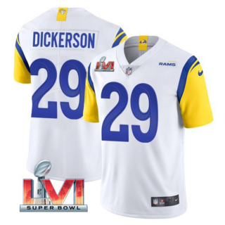 Men's Los Angeles Rams #29 Eric Dickerson 2022 White Super Bowl LVI Vapor Limited Stitched Jersey
