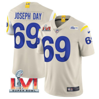 Men's Los Angeles Rams #69 Sebastian Joseph-Day 2022 Bone Super Bowl LVI Vapor Limited Stitched Jersey