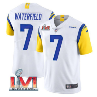 Men's Los Angeles Rams #7 Bob Waterfield 2022 White Super Bowl LVI Vapor Limited Stitched Jersey