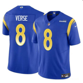 Men's Los Angeles Rams #8 Jared Verse Blue 2024 Draft F.U.S.E Vapor Untouchable Stitched Football Jersey