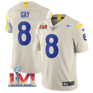 Men's Los Angeles Rams #8 Matt Gay 2022 Bone Super Bowl LVI Vapor Limited Stitched Jersey