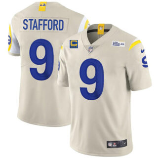 Men's Los Angeles Rams #9 Matthew Stafford 2022 Bone With 4-Star C Patch Vapor Untouchable Limited Stitched Jersey