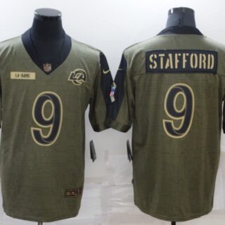 Men's Los Angeles Rams #9 Matthew Stafford Nike Olive 2021 Salute To Service Limited Player Jersey