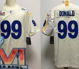 Men's Los Angeles Rams #99 Aaron Donald Limited Bone 2022 Super Bowl LVI Bound Vapor Jersey