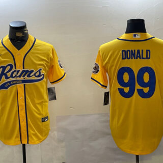 Men's Los Angeles Rams #99 Aaron Donald yellow Cool Base Stitched Baseball Jersey