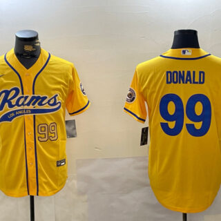 Men's Los Angeles Rams #99 Aaron Donald yellow Cool Base Stitched Baseball Jerseys