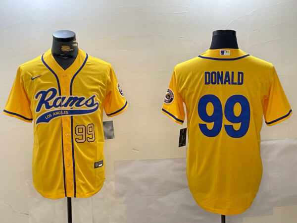 Men's Los Angeles Rams #99 Aaron Donald yellow Cool Base Stitched Baseball Jerseys