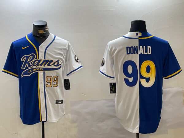 Men's Los Angeles Rams #99 White Cool Base Stitched Baseball Jerseys