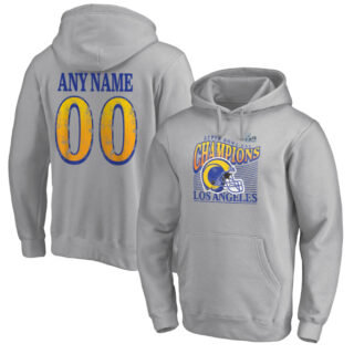 Men's Los Angeles Rams Custom 2022 Gray Super Bowl LVI Champions Personalized Retro Pullover Hoodie