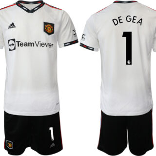 Men's Manchester United #1 Degea White Away Soccer Jersey Suit