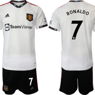 Men's Manchester United #7 Ranoldo White Away Soccer Jersey Suit