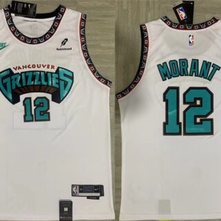 Men's Memphis Grizzlies #12 Ja Morant White Stitched Basketball Jersey