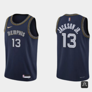 Men's Memphis Grizzlies #13 Jaren Jackson 2021 22 City Edition Navy 75th Anniversary Stitched Jersey