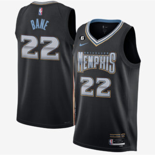 Men's Memphis Grizzlies #22 Desmond Bane Black 2022 23 City Edition With NO.6 Patch Stitched Basketball Jersey