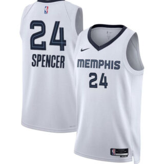 Men's Memphis Grizzlies #24 Cam Spencer White 2024 Draft Association Edition Stitched Jersey