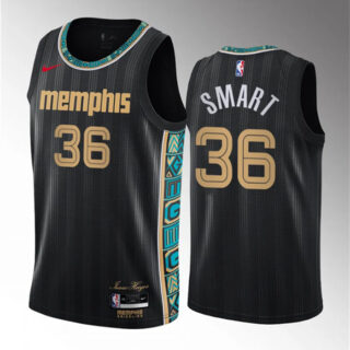 Men's Memphis Grizzlies #36 Marcus Smart Black 2020 21 City Edition Stitched Basketball Jersey