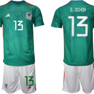 Men's Mexico #13 G.Ochoa Green Home Soccer Jersey Suit