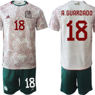 Men's Mexico #18 A.Guardado White Away Soccer Jersey 001 Suit