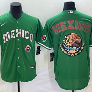 Men's Mexico Baseball 2023 Green Team Big Logo World Baseball Classic Stitched Jersey 1