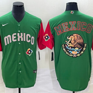 Men's Mexico Baseball 2023 Green Team Big Logo World Baseball Classic Stitched Jersey