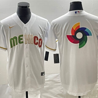Men's Mexico Baseball 2023 White Team Big Logo World Baseball Classic Stitched Jersey