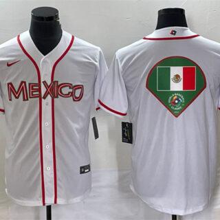 Men's Mexico Baseball 2023 White World Baseball Classic Team Big Logo Stitched Jersey