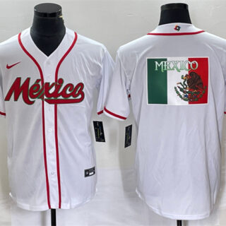 Men's Mexico Baseball 2023 White World Baseball Classic Team Big Logo Stitched Jersey