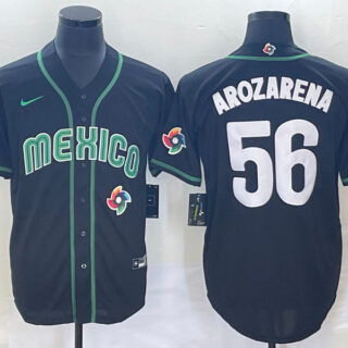 Men's Mexico Baseball #56 Randy Arozarena 2023 Black World Baseball Classic Stitched Jersey