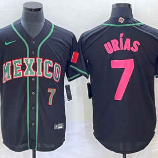 Men's Mexico Baseball #7 Julio Urías 2023 Black World Baseball With Patch Classic Stitched Jersey