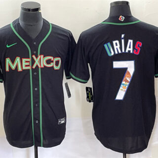 Men's Mexico Baseball #7 Julio Urías 2023 Black World Baseball With Patch Classic Stitched Jersey