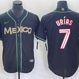 Men's Mexico Baseball #7 Julio Urías 2023 Black World Baseball With Patch Classic Stitched Jersey