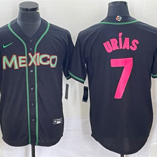 Men's Mexico Baseball #7 Julio Urías 2023 Black World Baseball With Patch Classic Stitched JerseyS