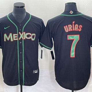 Men's Mexico Baseball #7 Julio Urías 2023 Black World Baseball With Patch Classic Stitched Jerseys 1