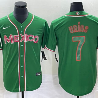 Men's Mexico Baseball #7 Julio Urías 2023 Green World Baseball With Patch Classic Stitched Jersey 1