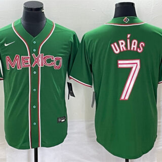 Men's Mexico Baseball #7 Julio Urías 2023 Green World Baseball With Patch Classic Stitched Jersey 3