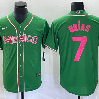 Men's Mexico Baseball #7 Julio Urías 2023 Green World Baseball With Patch Classic Stitched Jersey 5