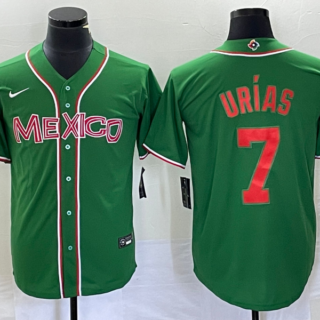Men's Mexico Baseball #7 Julio Urías 2023 Green World Baseball With Patch Classic Stitched Jersey 6
