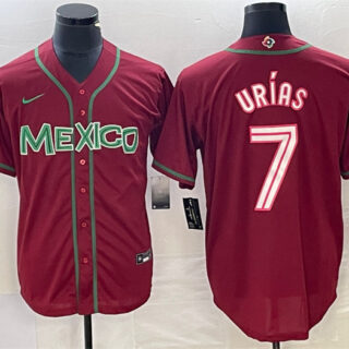 Men's Mexico Baseball #7 Julio Urías Red 2023 World Baseball Classic Stitched Jersey