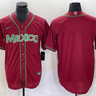 Men's Mexico Baseball Blank 2023 Red World Baseball Classic Stitched Jersey