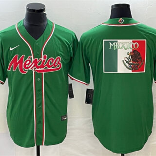 Men's Mexico Baseball Green 2023 World Baseball Classic Team Big Logo Stitched Jerseys