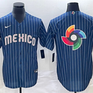 Men's Mexico Baseball Navy Team Big Logo World Baseball Classic Stitched Jersey 001