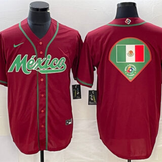 Men's Mexico Baseball Red 2023 World Baseball Classic Team Big Logo Stitched Jerseys