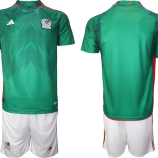 Men's Mexico Blank Green Home Soccer Jersey Suit 001