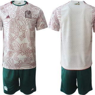 Men's Mexico Blank White Away Soccer Jersey Suit