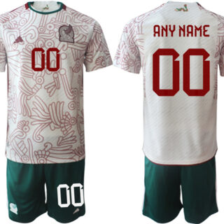 Men's Mexico Custom White Away Soccer Jersey Suit
