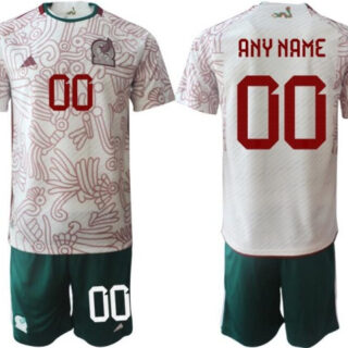 Men's Mexico Custom White Away Soccer Jersey Suit