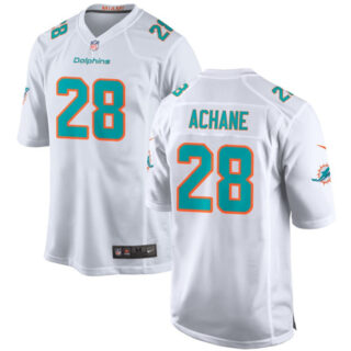 Men's Miami Dolphins #28 De'Von Achane White Stitched Game Jersey