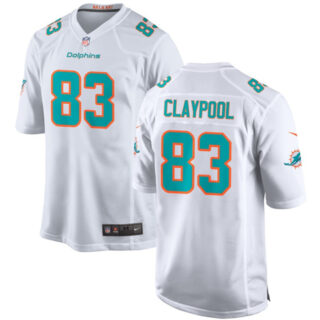Men's Miami Dolphins #83 Chase Claypool White Stitched Game Football Jersey