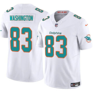 Men's Miami Dolphins #83 Malik Washington White 2024 F.U.S.E Vapor Limited Stitched Football Jersey